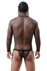 Sports Hooded Vest Men's Long Sleeve Pullover Large Mesh Sexy Home