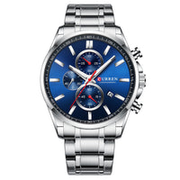 Men'S  Waterproof Quartz, Six-Hand , Calendar Steel Band Watch