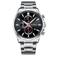 Men'S  Waterproof Quartz, Six-Hand , Calendar Steel Band Watch