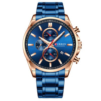 Men'S  Waterproof Quartz, Six-Hand , Calendar Steel Band Watch