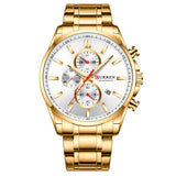 Men'S  Waterproof Quartz, Six-Hand , Calendar Steel Band Watch