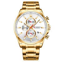 Men'S  Waterproof Quartz, Six-Hand , Calendar Steel Band Watch