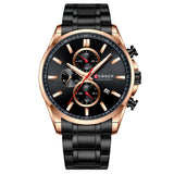 Men'S  Waterproof Quartz, Six-Hand , Calendar Steel Band Watch