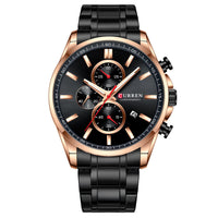 Men'S  Waterproof Quartz, Six-Hand , Calendar Steel Band Watch