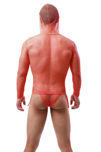 Sports Hooded Vest Men's Long Sleeve Pullover Large Mesh Sexy Home