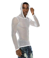Sports Hooded Vest Men's Long Sleeve Pullover Large Mesh Sexy Home