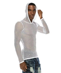Sports Hooded Vest Men's Long Sleeve Pullover Large Mesh Sexy Home