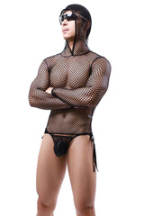 Sports Hooded Vest Men's Long Sleeve Pullover Large Mesh Sexy Home